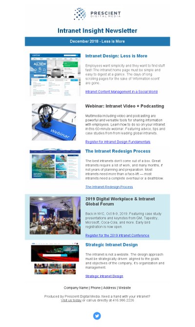 Intranet Newsletter 2018